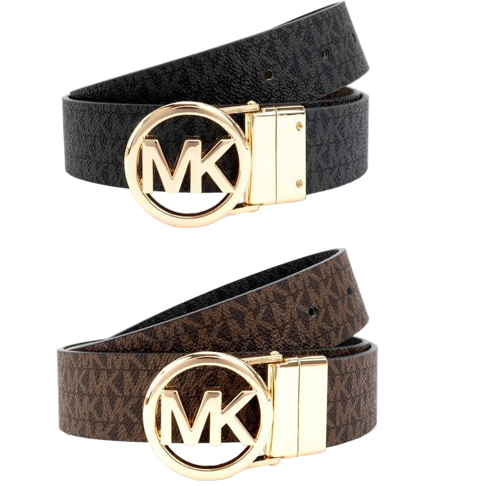 MICHAEL Michael Kors Cinturón de cuero reversible con logotipo redondo para muje