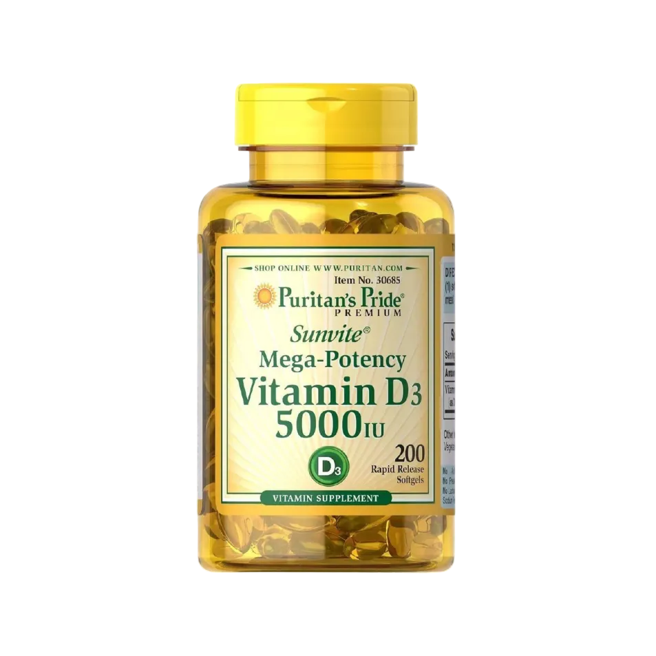 Vitamin D3 Mega Potency Puritans Pride 5000 Iu Immune Supplement 200 Softgels
