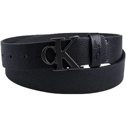 Calvin Klein Cinturón de mezclilla de moda con logotipo de placa para hombre